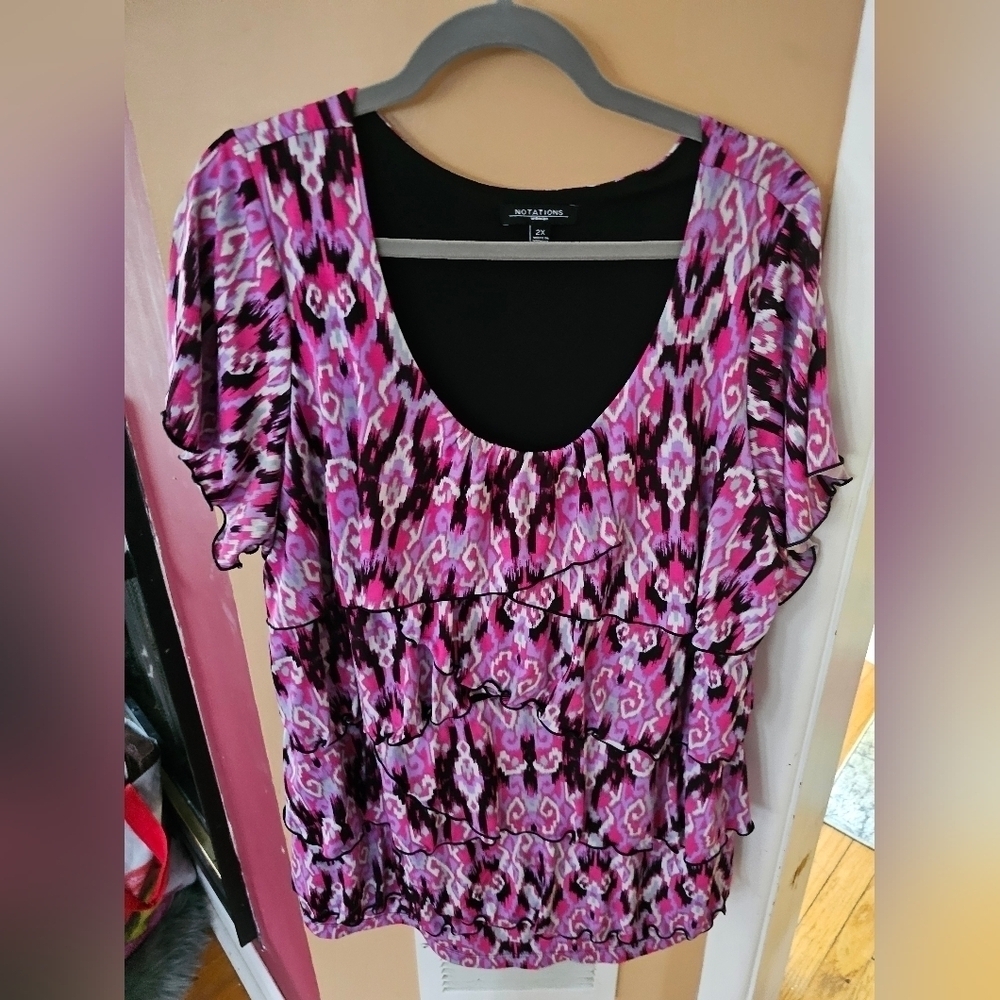 Notations Woman Scoop Neck, short Sleeve top sz 2XS